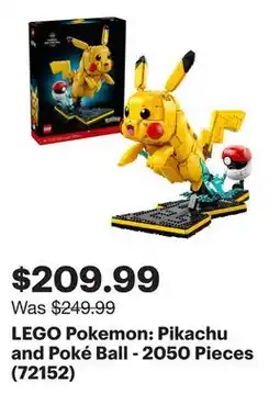 Best Buy LEGO Pokemon: Pikachu and Poké Ball - 2050 Pieces (72152) offer