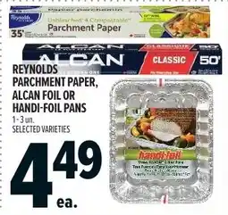 Metro Reynolds parchment paper, alcan foil or handi-foil pans offer