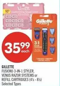 Shoppers Drug Mart Gillette Fusions 3-in-1 Styler, Venus Razor Systems or Refill Cartridges offer