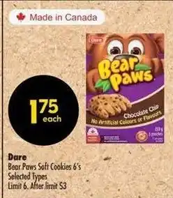 Shoppers Drug Mart Dare Bear Paws Soft Cookies 6's offer