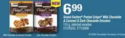 Fortinos Snack Factory Pretzel Crisps Milk Chocolate & Caramel & Dark Chocolate Drizzlers offer