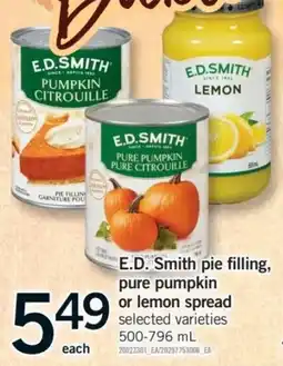 Fortinos E.D. Smith pie filling, pure pumpkin or lemon spread offer