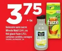 Maxi Minute Maid boisson sans sucre ou thé glacé Fuze offer