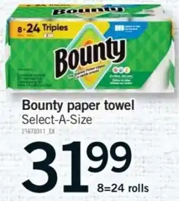 Fortinos Bounty paper towel Select-A-Size offer