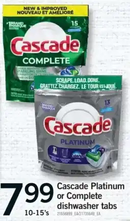 Fortinos Cascade Platinum or Complete dishwasher tabs offer