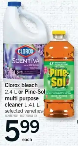 Fortinos Clorox bleach or Pine-Sol multi purpose cleaner offer