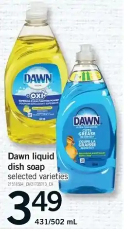 Fortinos Dawn liquid dish soap offer