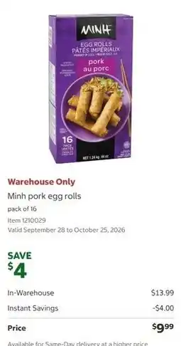 Costco Minh pork egg rolls offer