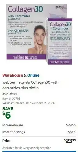 Costco webber naturals collagen30 with ceramides plus biotin offer