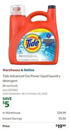 Tide Advanced Oxi Power liquid laundry detergent