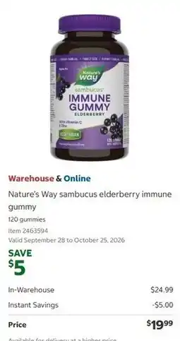 Costco Nature's Way sambucus elderberry immune gummy offer
