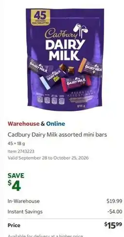 Costco Cadbury dairy milk assorted mini bars offer