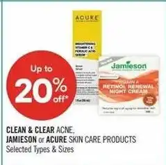 Shoppers Drug Mart Clean & Clear Acne: Jamieson or Acure Skin Care Products offer