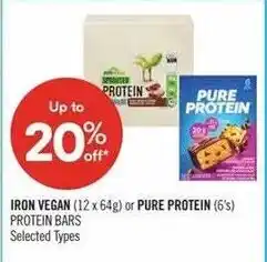 Shoppers Drug Mart Iron vegan protein bars or pure protein protein bars offer