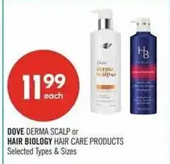 Shoppers Drug Mart Dove derma scalp or hair biology hair care products offer