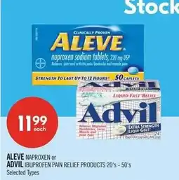 Shoppers Drug Mart Aleve naproxen or advil ibuprofen pain relief products offer
