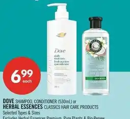 Shoppers Drug Mart Dove shampoo, conditioner or Herbal Essences classics hair care products offer