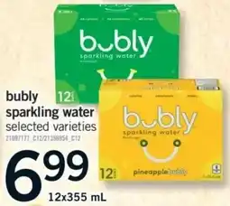 Fortinos bubly sparkling water selected varieties offer