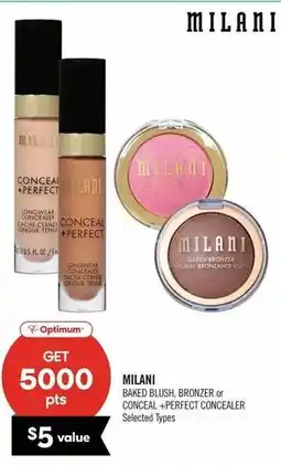 Shoppers Drug Mart Milani baked blush, bronzer or conceal +perfect concealer offer