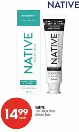Shoppers Drug Mart Native toothpaste offer