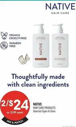 Shoppers Drug Mart Native hair care products offer