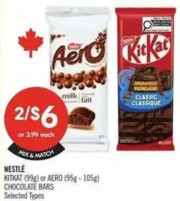 Shoppers Drug Mart Nestle kitkat or aero chocolate bars offer