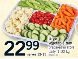 Fortinos large vegetable tray offer