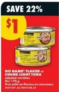 No Frills No Name flaked or chunk light tuna offer