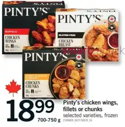 Fortinos Pinty's chicken wings, fillets or chunks offer