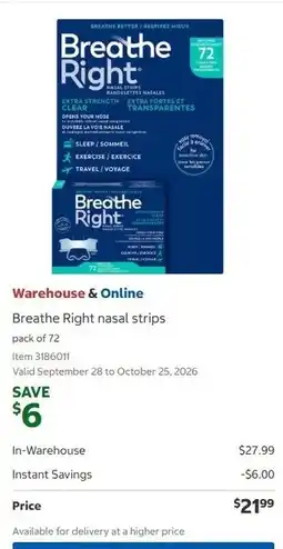 Costco Breathe Right nasal strips offer