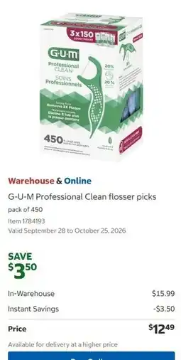 Costco G-U-M Professional Clean flosser picks offer