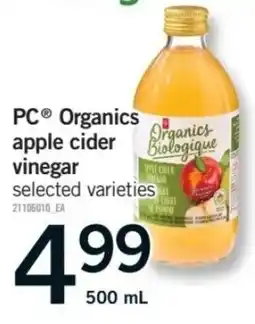 Fortinos PC organics apple cider vinegar offer