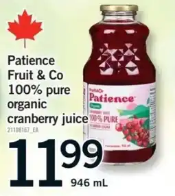 Fortinos Patience fruit & co cranberry juice offer