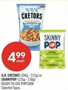 Shoppers Drug Mart G.H. Cretors or Skinny Pop ready-to-eat popcorn offer