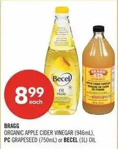 Shoppers Drug Mart Bragg organic apple cider vinegar pc grapeseed or becel oil offer