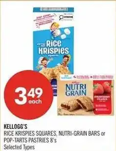 Shoppers Drug Mart Kellogg's rice krispies squares, nutri-grain bars or pop-tarts pastries 8's offer