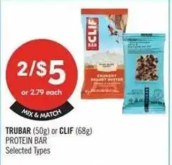Shoppers Drug Mart Trubar or Clif protein bar offer