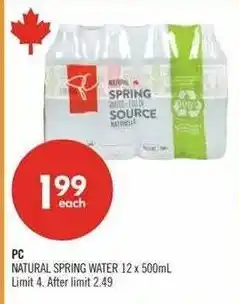 Shoppers Drug Mart PC natural spring water offer