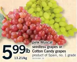 Fortinos pink muscat seedless grapes or cotton candy grapes offer