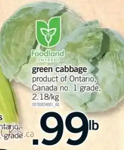Fortinos Foodland green cabbage offer