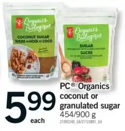 Fortinos PC Organics coconut or granulated sugar offer