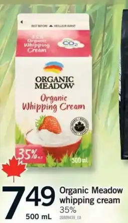 Fortinos Organic Meadow whipping cream offer