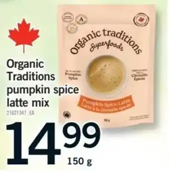Fortinos Organic Traditions pumpkin spice latte mix offer