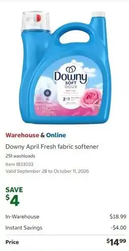 Costco Downy April Fresh fabric softener offer