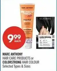 Shoppers Drug Mart Marc anthony hair care products or colorstrong hair colour offer