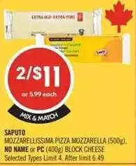 Shoppers Drug Mart Saputo mozzarella pizza mozzarella offer
