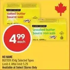 Shoppers Drug Mart No Name butter offer