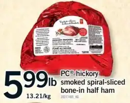 Fortinos PC hickory smoked spiral-sliced bone-in half ham offer