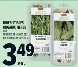 Metro Irresistibles organic herbs offer