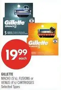 Shoppers Drug Mart Gillette mach3 5's, fusions or venus 4's cartridges offer